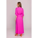 Dámské šaty se zavinovacím vzorem S406 Tmavě růžová - Stylove