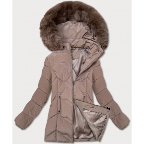 Dámská zimní bunda s kapucí  (B8300-48) béžová  - S'west