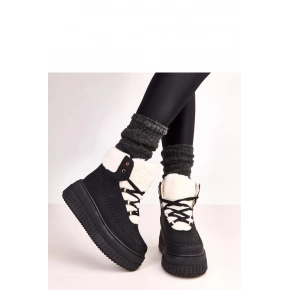 Dámské zimní boty s kožíškem ZH15 Černá s bílou - Next Step