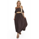 Maxi šaty v boho stylu 614-1 čokoládové - Numoco