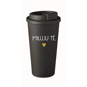 MILUJU TĚ. - černý termohrnek 475 ml