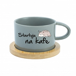 STARTUJU NA KAFE - šedý hrníček makronka 200 ml