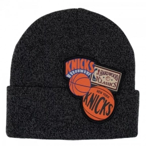 Pánská / junior čepice New York NBA Logo HCFK4341 Tmavě šedá s černou vzor oranžová - Mitchell & Ness