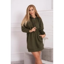 Dámské šaty s kapucí 68470 Khaki zelená - K-Fashion