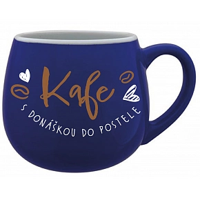 KAFE S DONÁŠKOU DO POSTELE - modrý keramický hrníček 300 ml KAFE S DONÁŠKOU DO POSTELE - modrý keramický hrníček 300 ml