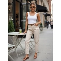 Dámské džíny s páskem mom fit UY3056  béžové - FashionStreet 