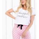 Dámské pyžamo Flawless Bílá s růžovou - Momenti Per Me