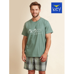 Pánské pyžamo MNS 719 A22 Zelená s potiskem - Key