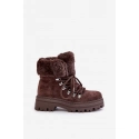 Dámské zateplené kotníkové boty s kožíškem 9685 Tmavě hnědé MARQUIIZ
