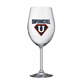 SUPERUČITEL (ZNAK) - čirá sklenice na víno 350 ml