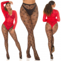 Dámské síťované punčocháče "Hearts" SR3980 černé - In-Stylefashion