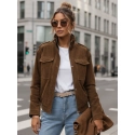 Dámská semišová bunda / bomber TY5578 Tmavě hnědá - Fashion Street 