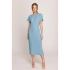 Tužkové šaty s rozparkem na boku S398 nebesky modré - Stylove