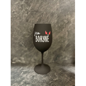 JSEM BOHYNĚ - černá sklenice na víno 350 ml
