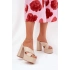 Dámské sandály na platformě s klínovým podpatkem 6874 Béžová - Ideal Shoes