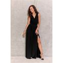 Dámské dlouhé šaty SUK0407 Černá se třpytem - Roco Fashion