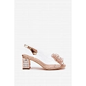 Dámské sandály na podpatku s ozdobou D&A MR52-238 Růžové zlato - D&A