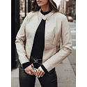 Dámská přechodná kožená bunda TY4744 béžová -  FashionStreet