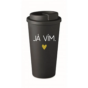 JÁ VÍM. - černý termohrnek 475 ml