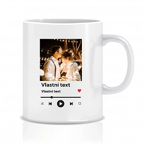 Personalizovaný klasický bílý keramický hrníček 300 ml s motivem přehrávače