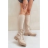 Dámské kozačky s ponožkovým svrškem 68129 Světle béžová - CM Paris