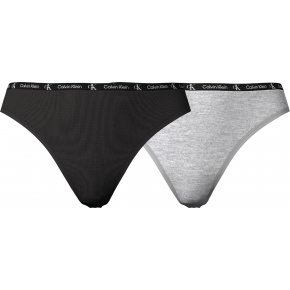 Dámská tanga 2 Pack CK96 000QD3990E BGH černá/šedá - Calvin Klein