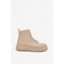Dámské zateplené kotníkové tenisky na platformě SS274535 Světle béžová - Big Star