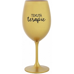 SKLENKA TEKUTÁ TERAPIE - zlatá sklenice na víno 350 ml