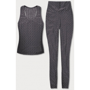 Dámský sportovní komplet - top a legíny YW88037-2 Tmavě šedá - J.STYLE