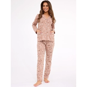 Dámské pyžamo Smile 4 482/434 Tmavě béžová vzor - Cornette Dámské pyžamo Smile 4 482/434 Tmavě béžová vzor - Cornette