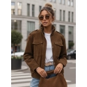 Dámská semišová bunda / bomber TY5578 Tmavě hnědá - Fashion Street 