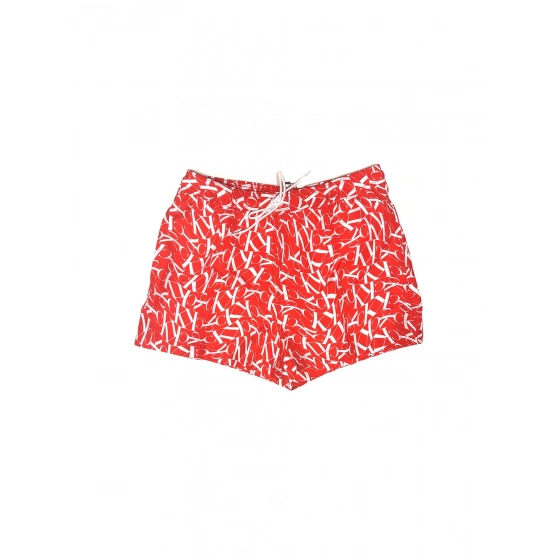 Pánské koupací kraťasy KM00802 0GM červená/bílá - Calvin Klein