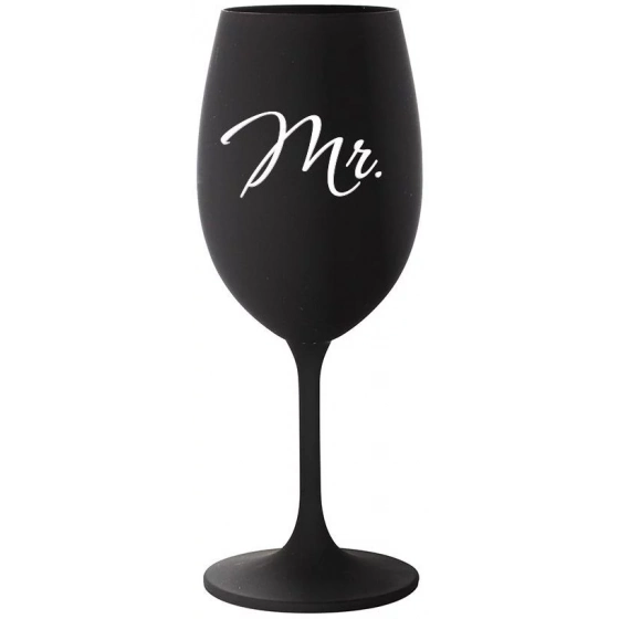 MR. - černá sklenice na víno 350 ml