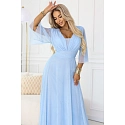 Dlouhé třpytivé šaty plus size 654-3 modré - Numoco