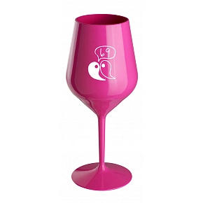 69 - růžová nerozbitná sklenice na víno 470 ml