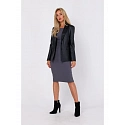 Dámské sako z umělé kůže  M748 černé - Moe