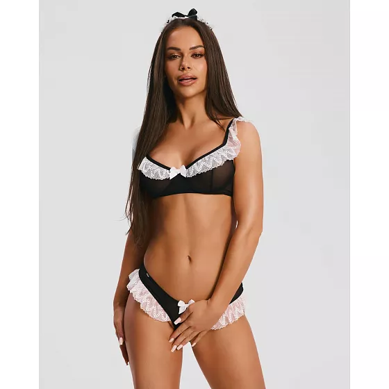 Svůdný kostým pokojské Naughty Maid 3-PCS Costume černo/bílý - Obsessive