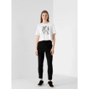 Dámský crop top s potiskem H4Z21-TSD029 10S Bílá s černou - 4F