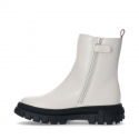 Dámské kotníkové boty T3A5-33058-1355101-101 Ecru s černou - Tommy Hilfiger