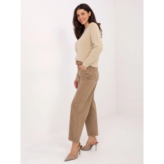 Dámské riflové kalhoty J1571 6.08 hnědé - FPrice