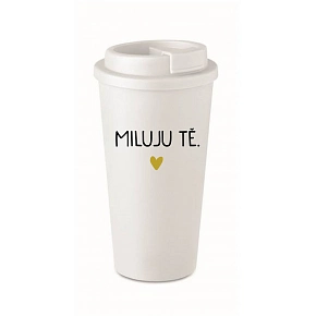 MILUJU TĚ. - bílý termohrnek 475 ml