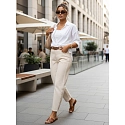 Dámské džíny regular fit high rise ecru FashionStreet UY2987