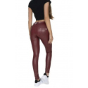 Dámské kalhoty Hugz Black Faux Leather Mid Waist - HUGZJEANS
