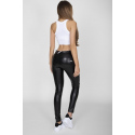 Dámské kalhoty Hugz Black Faux Leather Mid Waist - HUGZJEANS