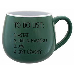 TO DO LIST:  BÝT ÚŽASNÝ - zelený keramický hrníček 300 ml