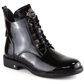 Dámské lakované boty na zip W WOL171A černé - Potocki