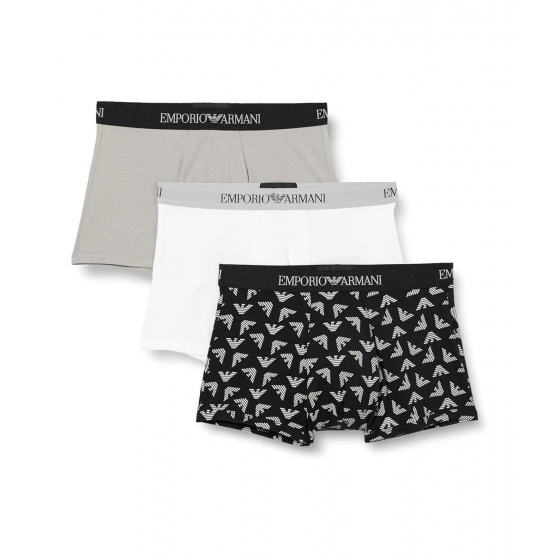 Pánské boxerky 111625 4R722 18111 šedé/bíle/potisk - Emporio Armani