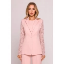 Dámské sako s krajkovými rukávy M865 Pudr růžová - MOE