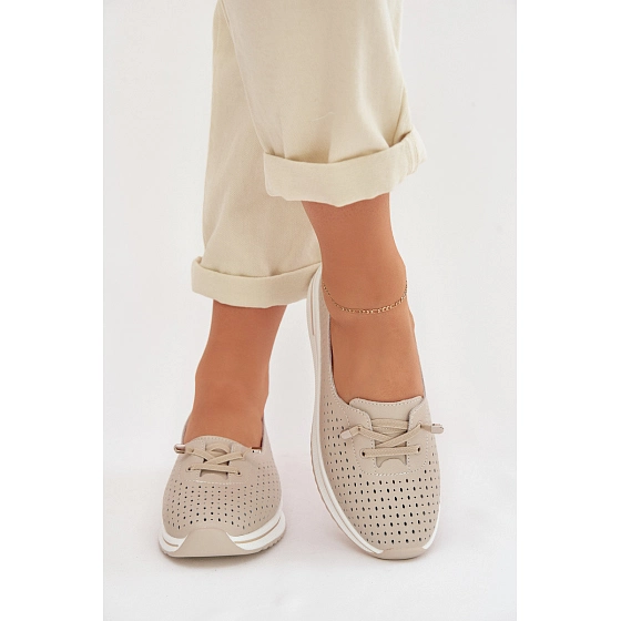 Kožené dámské polobotky LR61-7044 béžové - S.Barski