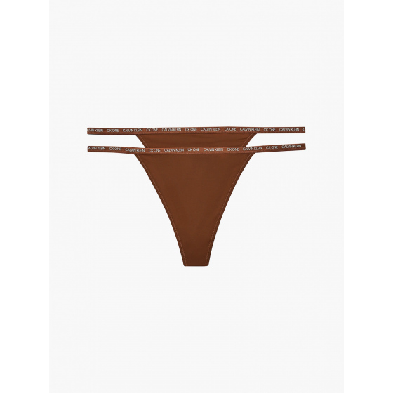Dámská tanga 2 pack QD3807E CJ8 skořicová - Calvin Klein